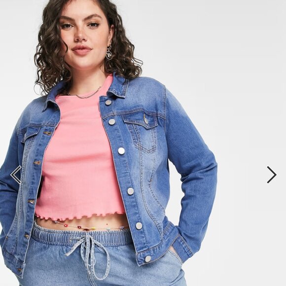 ASOS Simply Be Denim Plus Size US 22 UK 26 Western Cotton Stretch Denim Jacket - Picture 4 of 10